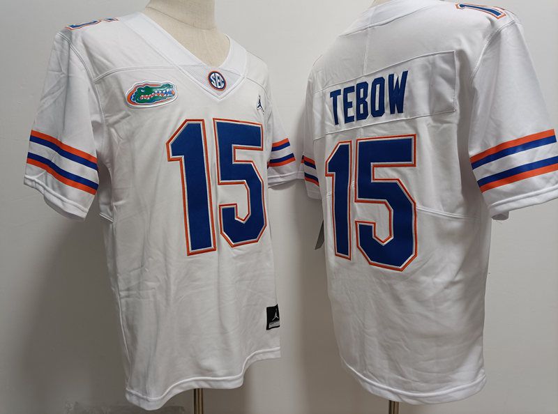 Men Florida Gators #15 Tebow White 2025 NCAA Jersey